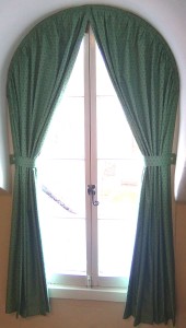 Curtains for arched window at Lincoln College